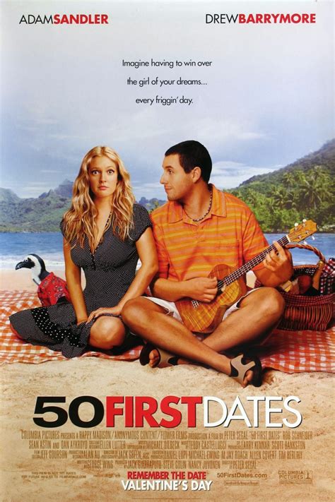Yesmovies 50 first dates  Adam Sandler plays a veterinarian who falls in love with a woman, played by Drew Barrymore, with short-term memory loss who forgets him every day