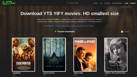 Yify homepage  Apart from being a pirated content site, YIFY is also a person