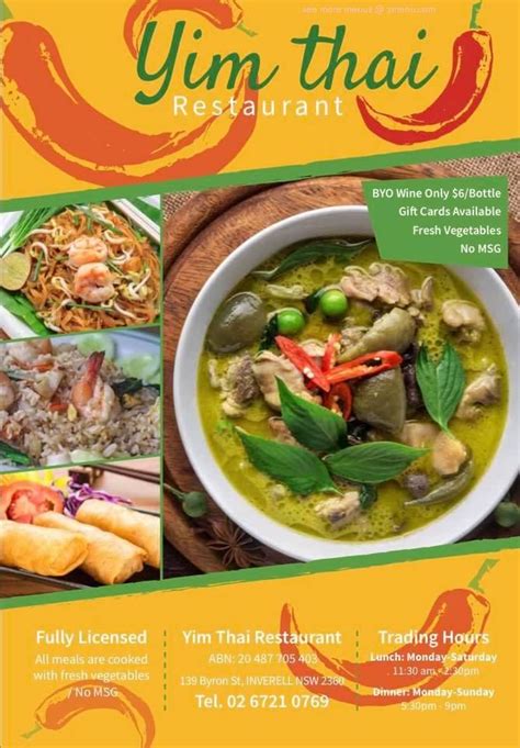 Yim thai inverell menu  11 reviews 