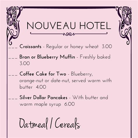 Yotel room service menu 00