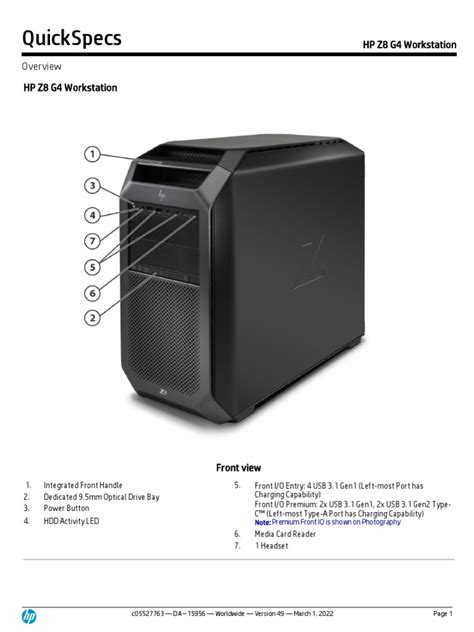 Z8 g4 quickspecs  This product cannot be identified using the serial number alone