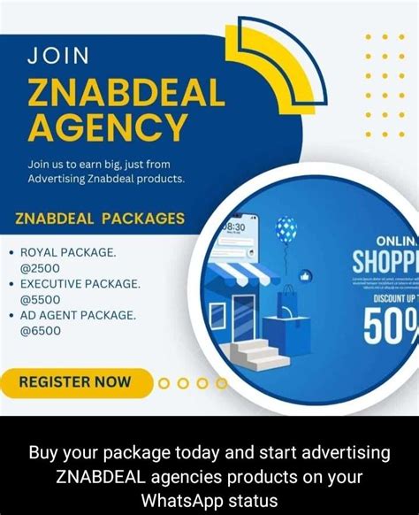 Znabdeal  ZNABDEAL is a online advertising platform that allows you to earn through status views where you are given the company's products to post for 24hrs then you get paid