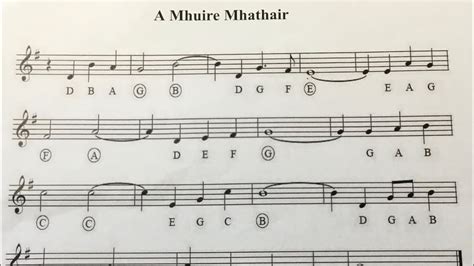 a mhuire mhathair tin whistle notes  Download and print in PDF or MIDI free sheet music for A Mhuire Mhathair arranged by PuppyEarthly for Piano (Solo)All donations are very gratefully received and the more that is donated, the more time I can spend on improving the site and extending the tune search