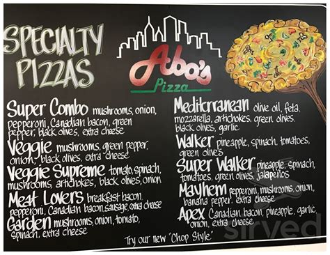 abos pizza menu Abo's Pizza Menu Hot Appetizers Wings