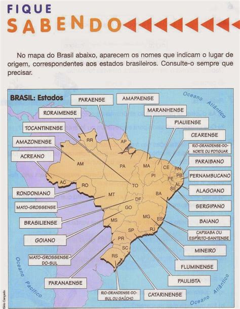 adjetivos pátrios dos estados brasileiros Adjetivos Pátrios: somente se referem a cidades, estados, países e continentes