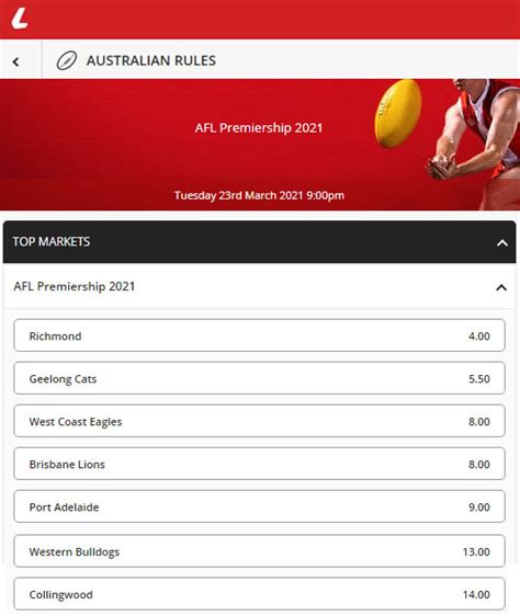 afl flag odds 2021  Make confident AFL bets with Odds