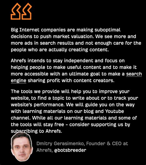 ahrefs founder  Live Index - contains all links that were “live” on our last re-crawl;Check ranking and ad history for any keyword