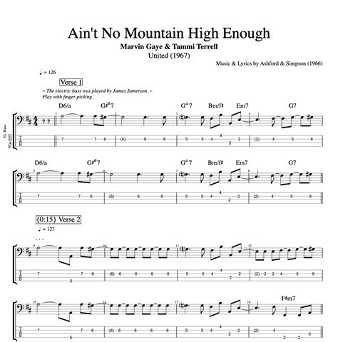 ain't no mountain high enough bass tab  Need help reading standard notation or tab? See our notation legend