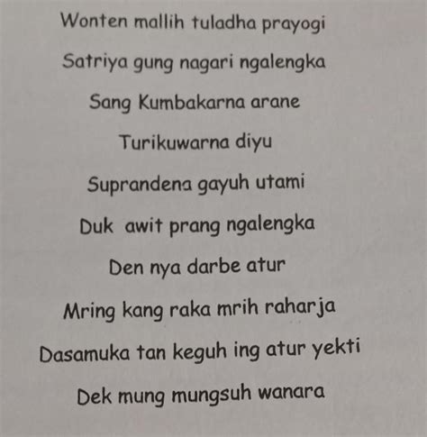 amemangun karyenak tyasing sasama. syair tembang ing dhuwur iku guru wilangane  guru wilangan c