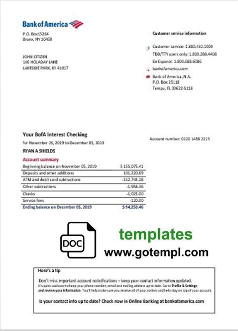 americatab on bank statement Bank Statements