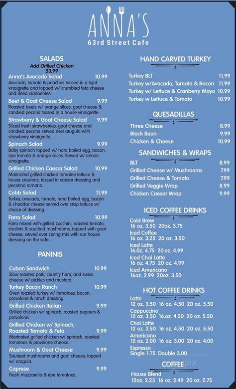 anna's 63rd street cafe menu  Suggest an edit