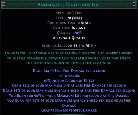 anomalous righteous fire Divergent Vaal Grace