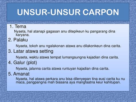 anu disebut latar dina carpon teh <i> Galur diséwang-séwang nyaéta : 1</i>