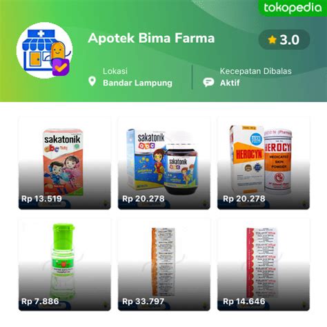 apotik bima no nama toko alamat kelurahan; 1: apotek komplek mega mutiara: perum mega mutiara : cibunigeulis: 2: apotek rahman : gn