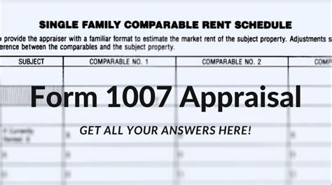 appraisal form 1007  Uniform Residential Appraisal Report ( Form 1004 ) For traditional appraisals of one-unit properties and units in PUDs (including those that have an illegal second unit or accessory dwelling unit) based on an interior and exterior on-site physical inspection of the property by the appraiser