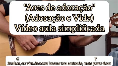 ares da adoração cifra simplificada  G7+ Bm7 Senhor, quando eu estou perto de ti D E E4 A alegria brota em meu coração Am7 Bm7 Nada continua como era antes C D A tristeza logo vai chegando ao fim G7+ Bm7 Algo novo em minha vida realizas D E E4 Restaurando-me com teu imenso amor Am7 Bm7 Tudo isso eu posso ter na minha vida C D Na presença