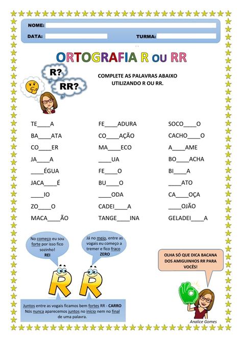 atividades de ortografia 5 ano r rr PLANO DE AULA: Uso do R e do RR