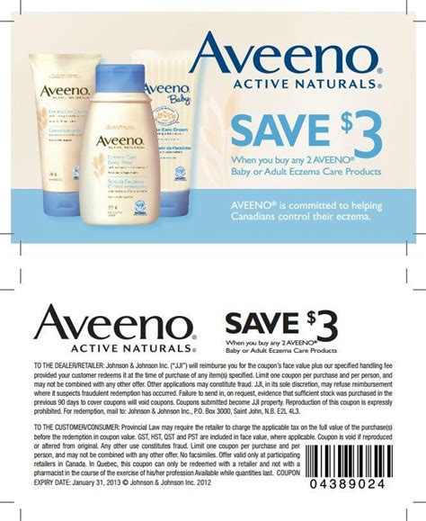 aveeno $3 coupon 00 off any one Aveeno product Printable Coupon for a final price of just $0