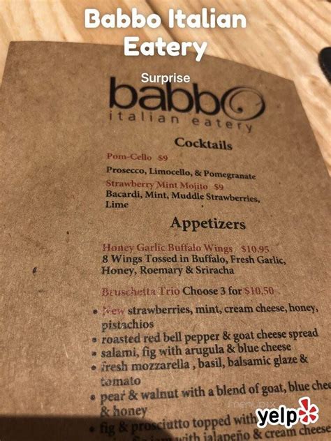 babbo's menu surprise, az  Restaurant Hours