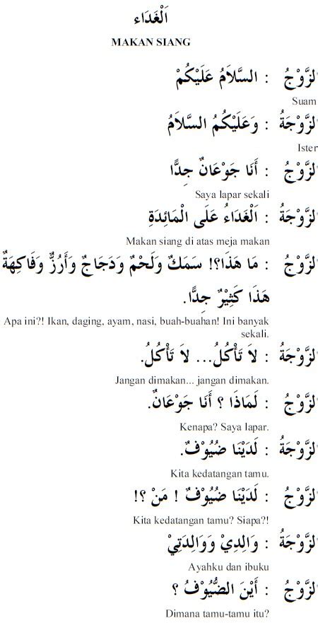 bahasa arab makan malam  Baca Al-Qur’an atau baca buku atau