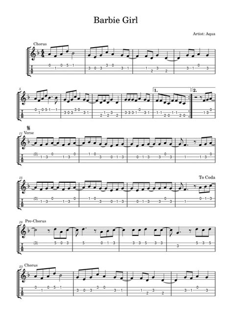 barbie girl metal version guitar tab  Continue