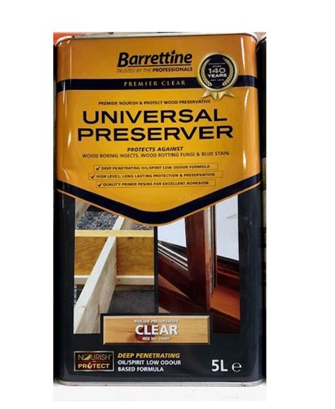 barrettine universal preserver  0117 9600 060 Barrettine’s Wood Protective Treatment: - is a wood sealer for rough, sawn or smooth timber