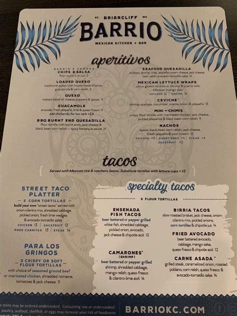 barrio briarcliff menu  Orders through Toast are commission free and go directly to this restaurant