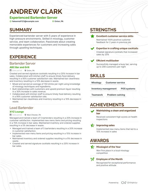 bartender job description resume 66%), Customer Service (appearing on 17