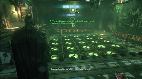 batman arkham knight riddler final exam Required gadgets: - Riddle walkthrough: The riddle can be solved inside Pinkney's orphanage