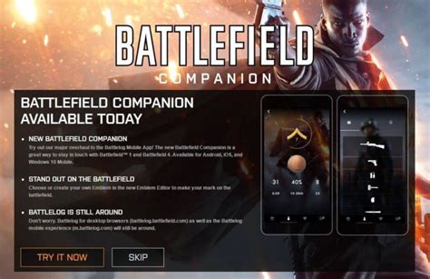 battlefield 1 companion app comBattlefield Companion is a handy addition to your loadout! Battlefield 1 has finally hit store shelves, offering one of the best Battlefield titles in recent years