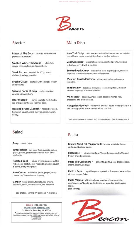 beacon bistro petoskey menu 489