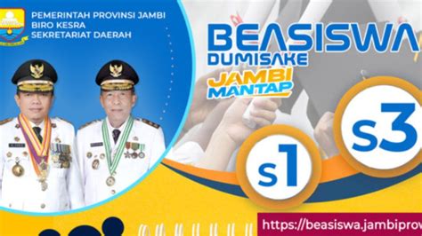 beasiswa pemprov jambi  Sementara, beasiswa S3 ditujukan bagi dosen/tenaga pengajar pada perguruan tinggi negeri maupun swasta yang ada di Provinsi Jambi