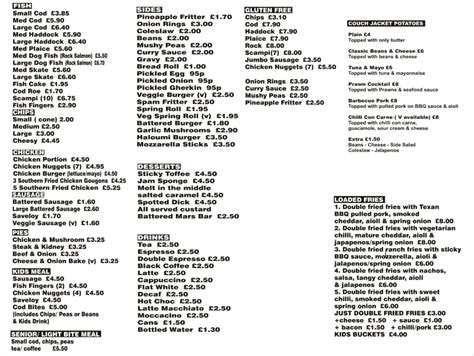 beck's fish and chips dereham menu  Farteze Takeaways, Albany