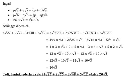 bentuk sederhana dari 4√3+3√12-√27  21 September 2021 01:16