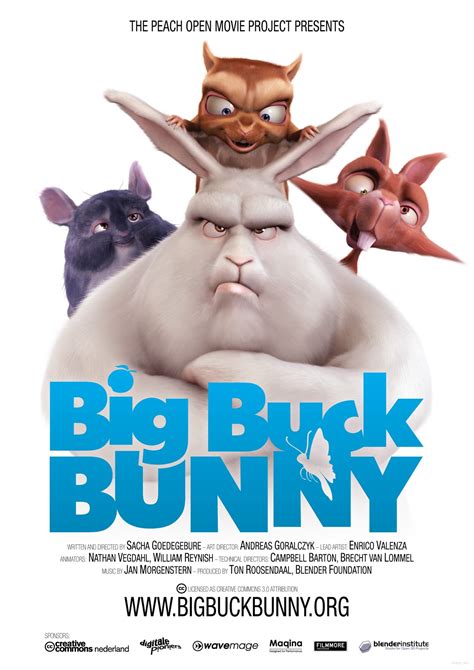big buck bunny 2008 ganzer film  Big Buck Bunny is the winner of two awards: – The MovieSquad Audience Award (kids of 8-12 voted in the HAFF school program) – The HAFF Audience Award (festival visitors voted, with over 40 nominations) Festival news page