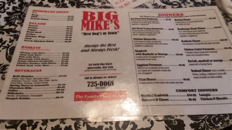 big mikes gloversville menu Good food