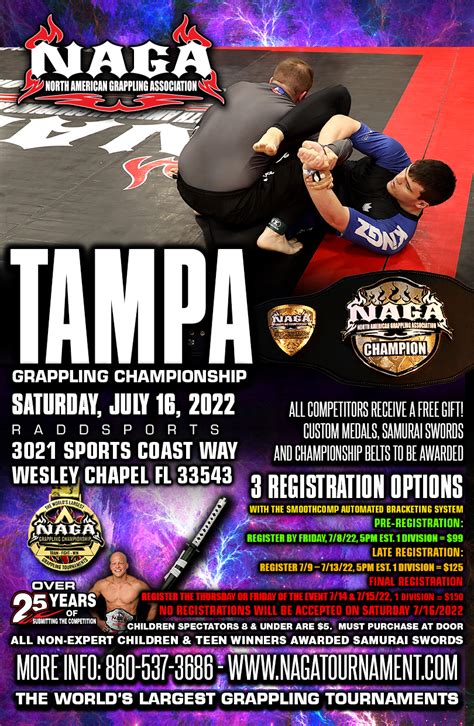 bjj tournaments florida 2018  On Saturday, July 16, 2022, NAGA comes to Raddsports Wiregrass Sports Complex in Wesley Chapel, FL for the NAGA Tampa Grappling Championship