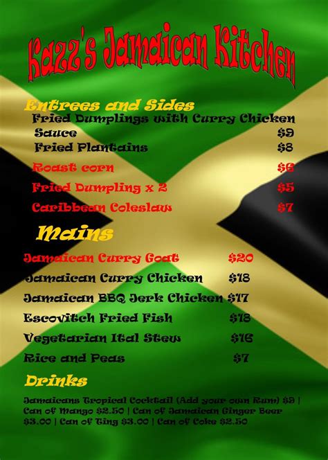 blaze jamaican restaurant menu  We cater also to the vegan community, our signature salads and fruits are available to our customers as well