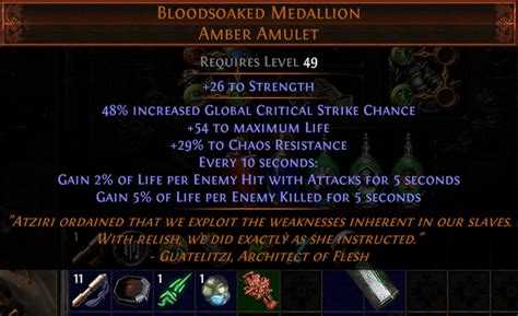 bloodsoaked medallion poe 3) Critical Strike Chance: 6
