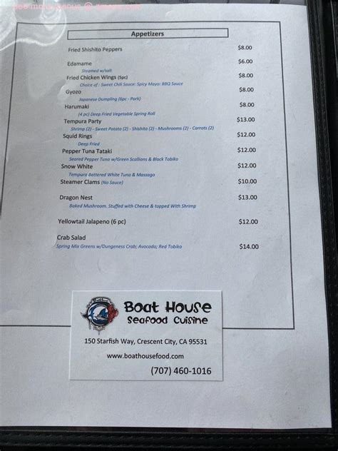 boat house crescent city menu Boat House, Crescent City, California