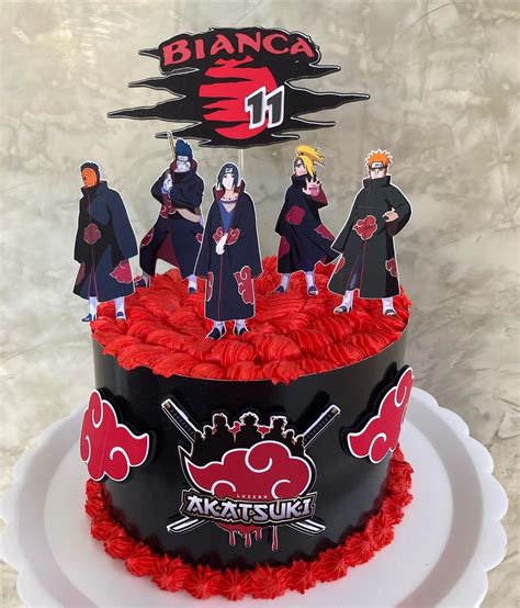 bolo de aniversário akatsuki Topo de Bolo Naruto Akatsuki | Elo7 Produtos Especiais