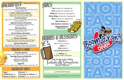 boomarang diner muskogee menu  Diner Hours