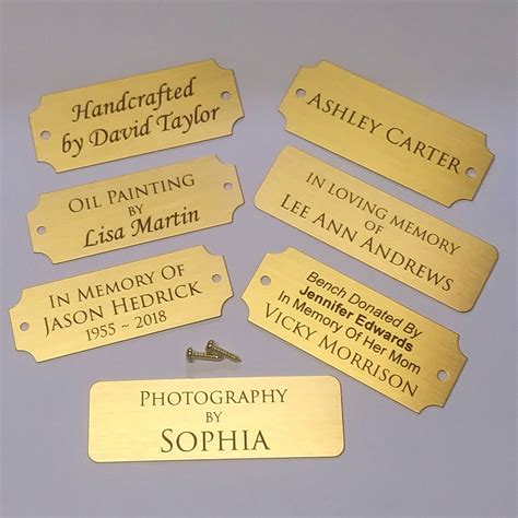 brass name plates for paintings Medium Self-Adhesive Ornamental Satin Brass (5/8" x 3 1/2") From