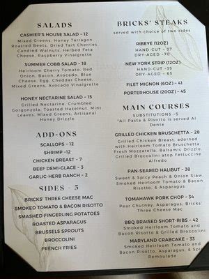 bricks american steakhouse erie menu  2 Be e f Te nde rl o i n S l i de rs