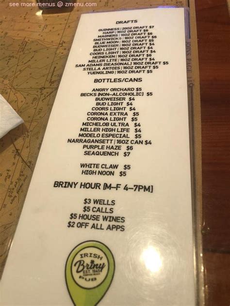 briny irish pub menu Briny Irish Pub: Best fish and chips - See 524 traveler reviews, 71 candid photos, and great deals for Pompano Beach, FL, at Tripadvisor