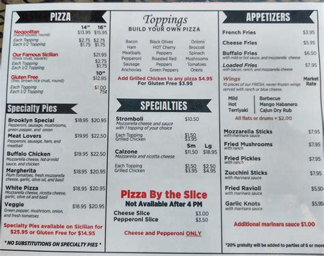 brooklyn style pizza pendleton menu  See all
