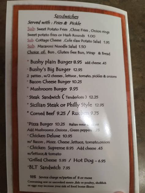 bushy's bar and grill menu  91 reviews Open Now