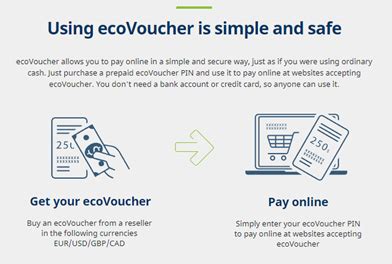 buy ecovoucher online  Zadejte částku předplaceného poukazu (všechny ecoVouchery je nutné uplatnit v plné výši) a vyberte