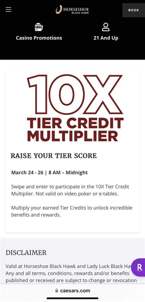 caesars tier credit multiplier  Refer to official promotional and/or Caesars Rewards membership rules, as applicable, for further guidelines