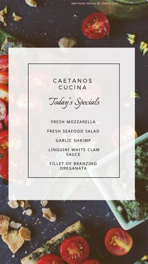 caetanos cucina menu  Online reservations can be made up to 48 hours prior to your sail date